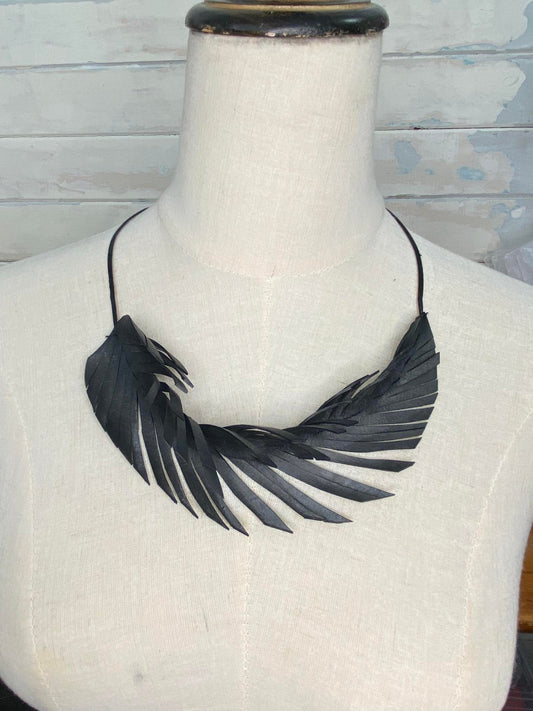 Recycled Upcycled Bicycle Inner Tube Feather Necklace