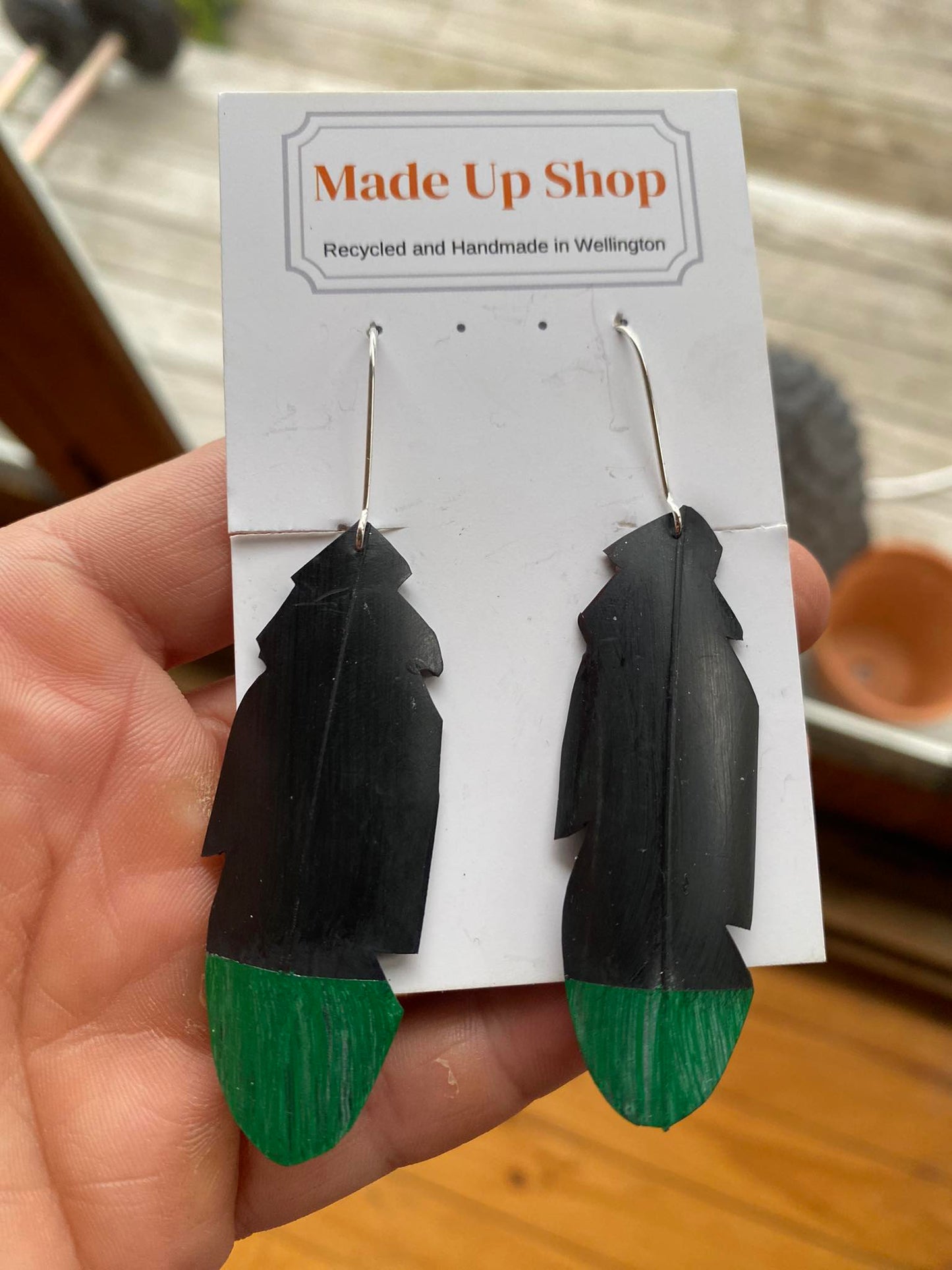 Limited edition Green Recycled bike tire earrings