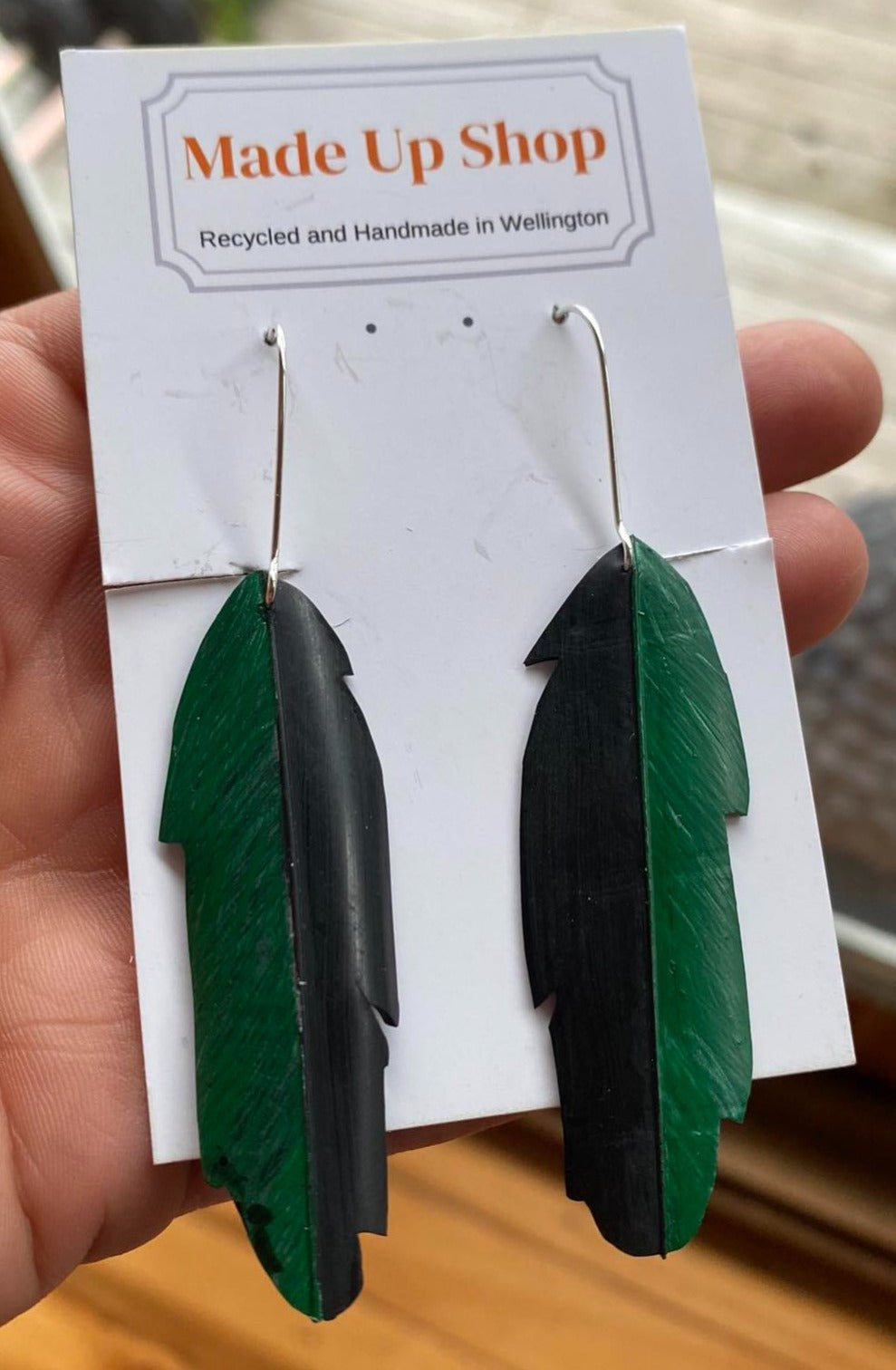 Limited edition Green Recycled bike tire earrings